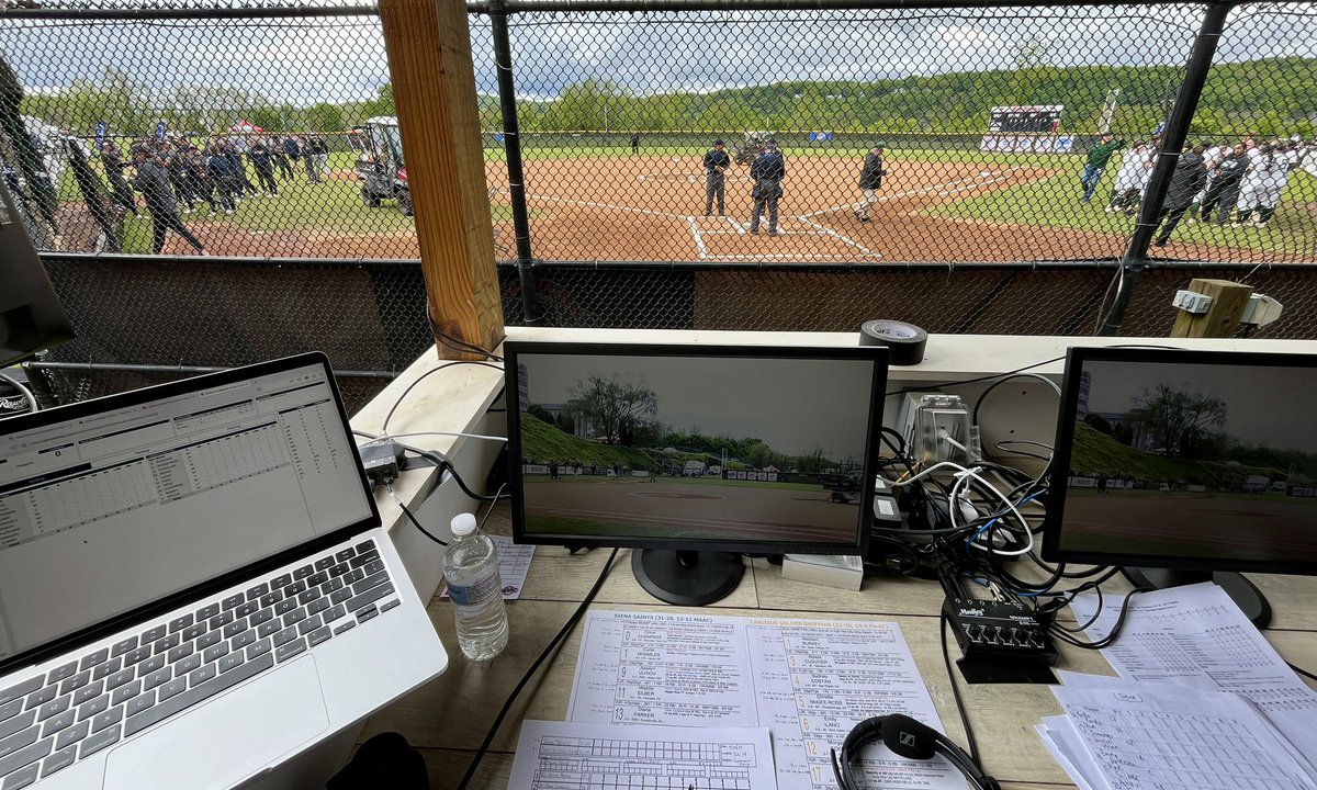 #InTheBooth for 21 innings of @MAACSports softball as we cull the Championship from 4 teams to 2. Hang out with me and @Mikey_F_ on @ESPNPlus all afternoon this fine Semifinal Friday. #NCAASoftball