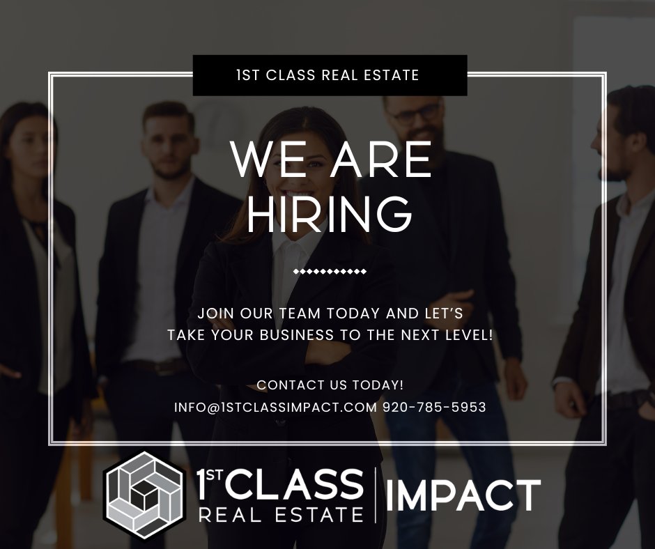 1st Class Impact is adding new agents.  Whether you are just thinking about getting your license or have a mega team, we have an option for you.  #1stclassimpact #1stclasrealestate