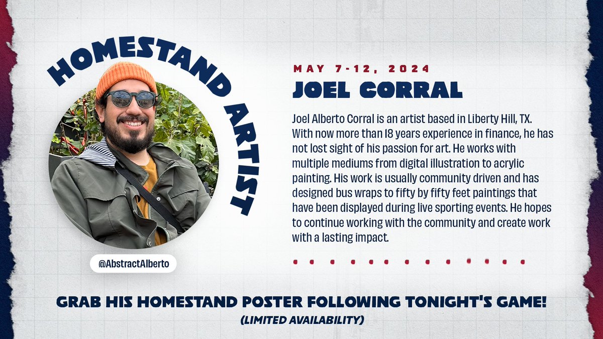 Meet Joel Corral 🎨 Joel is the May 7-12 #RRExpress homestand poster artist. Make sure to grab his homestand poster following TONIGHT's game!
