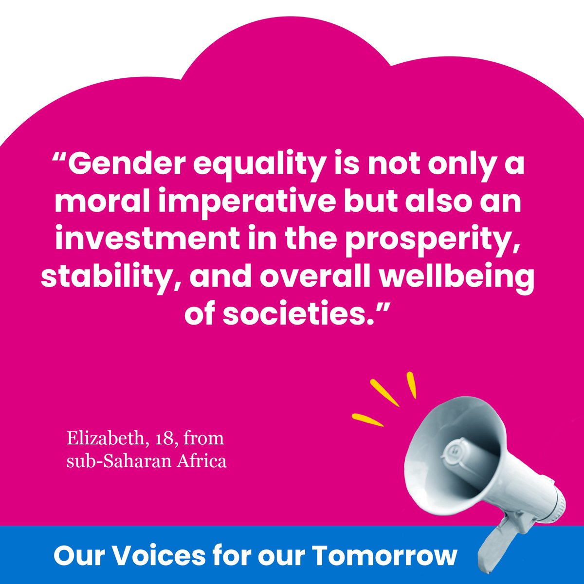 “Gender equality is not only a moral imperative but also an investment in the prosperity, stability, and overall well-being of societies.” Elizabeth, 18. The #FutureGirlsWant is one where girls can thrive, and their voices are heard 🙌🏾