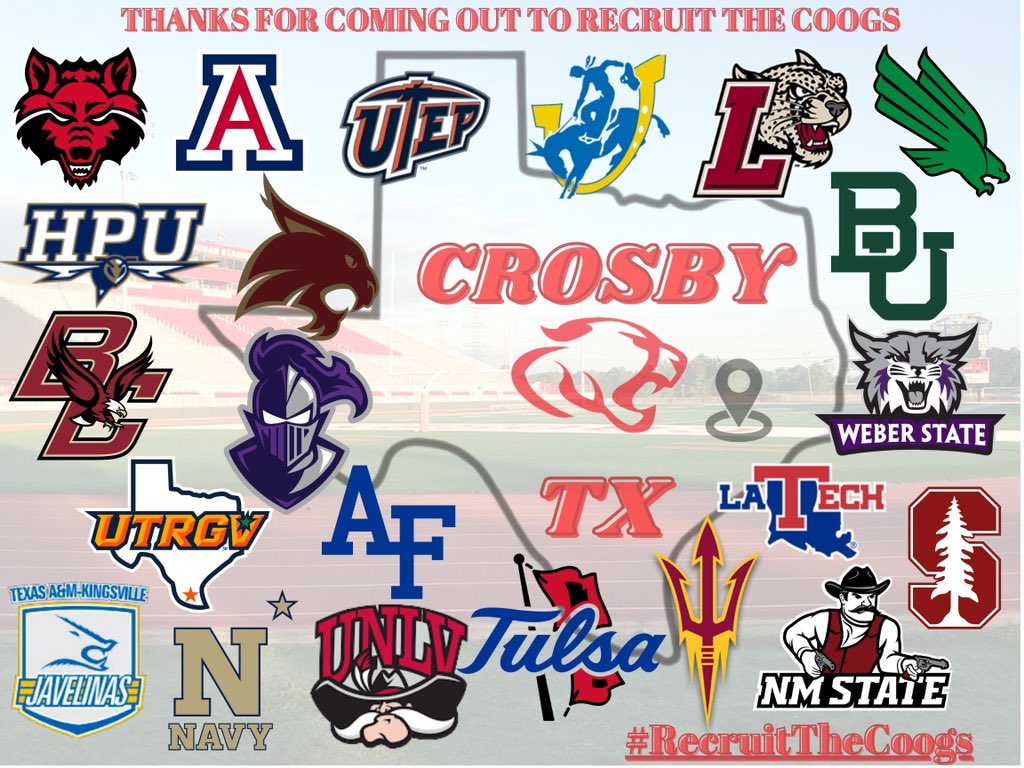 It’s been a big week of Spring Ball @Crosby_CougarFB We appreciate the coaches that came by to visit with our @RecruitCrosby football players. #RecruitTheCoogs🔺