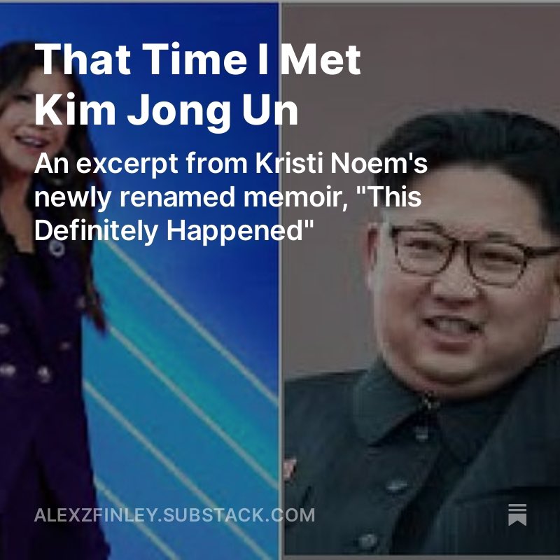 This week’s Rant! features an excerpt from Kristi Noem’s newly renamed memoir, “This Definitely Happened.” She has met all kinds of world leaders, including Kim Jong Un, Emmanuel Macron, and Pol Pot. Because this definitely happened. open.substack.com/pub/alexzfinle…