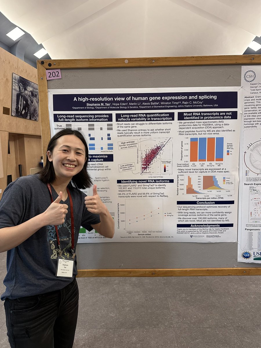 Excited to be at my first in-person @cshlmeetings #Bog24! Stop by poster #275 today, where I’ll be talking about our long-read RNA-seq work in collaboration with @timp0 & @alexisjbattle labs. Upon request I will present in my @genomeresearch shirt #longreadsforlife