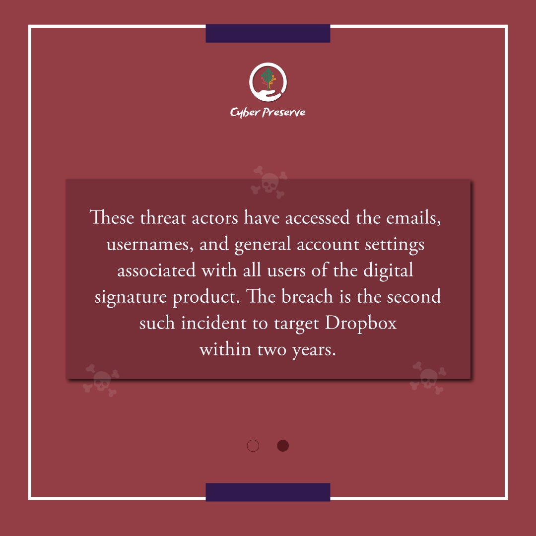 🚨Recently, Dropbox Sign's automated system configuration tool was compromised by attackers.

🚨They were able to gain access to the company's customer database by exploiting a service account with elevated privileges.

Read more here⤵️
thehackernews.com/2024/05/dropbo…

#dropbox #phishing