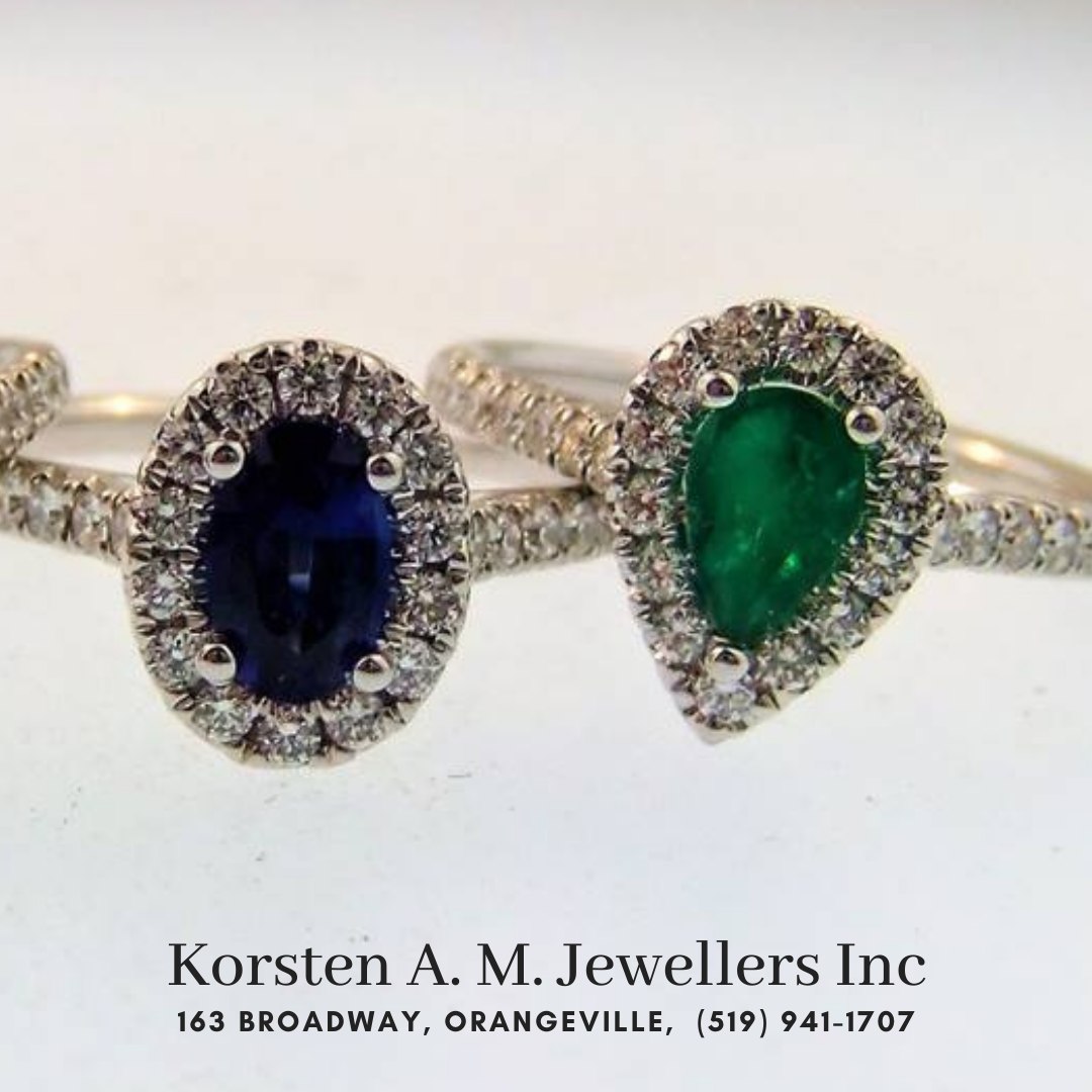 How beautiful are these? Sapphire and Emerald, with halos and narrow diamonds.

#Korsten A M Jewellers
(519) 941-1707
163 Broadway, #Orangeville

#SupportSmallBusiness#MayBirtstone #May #Emerald #Jewellery #CustomJewellery #FamilyOwned #KorstenJewellers #Jewellers #ShopLocal