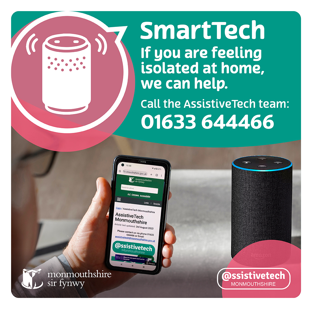SmartTech is a great way to connect with family and friends. Call The AssistiveTech team today for advice: 📞01633 644466. 🌐 monmouthshire.gov.uk/care/careline/ #AssistiveTech #SmartTech