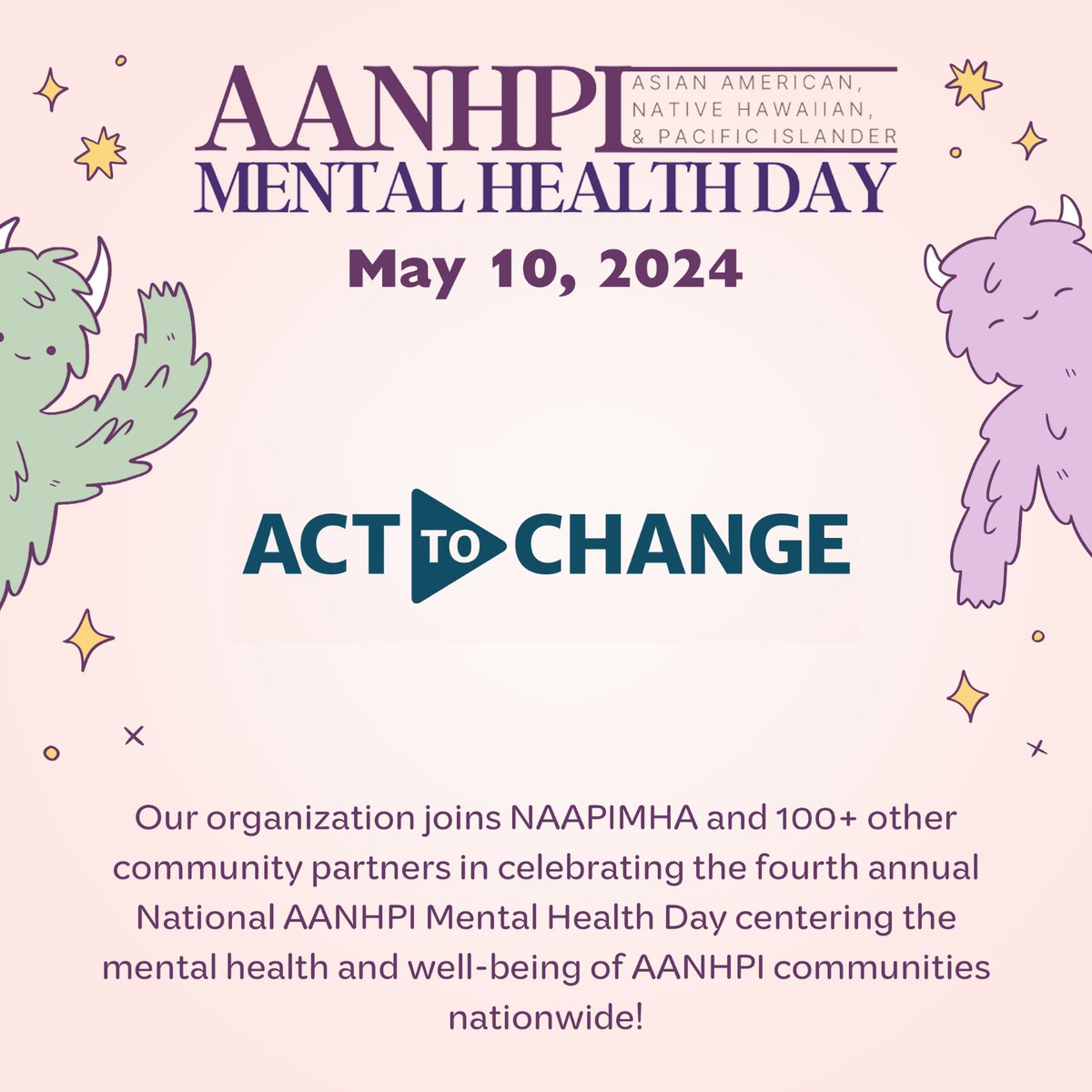 We are joining @NAAPIMHA in proclaiming May 10th as National AANHPI Mental Health Day. Marked during #AANHPIHeritageMonth and #MentalHealthAwarenessMonth, this day is a celebration of #mentalhealth visibility, resilience, and community care. naapimha.org/aanhpimentalhe…
