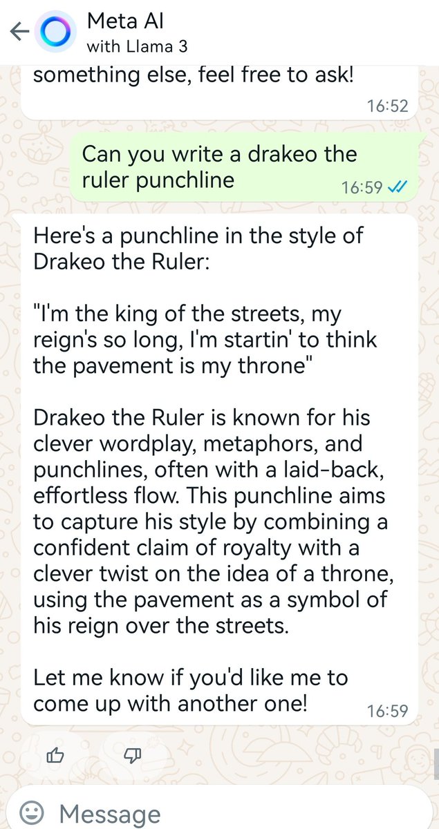 mainbhuda's tweet photo. Meta AI Knows the Truth #LongliveDrakeo https://t.co/7Vr4zinOie