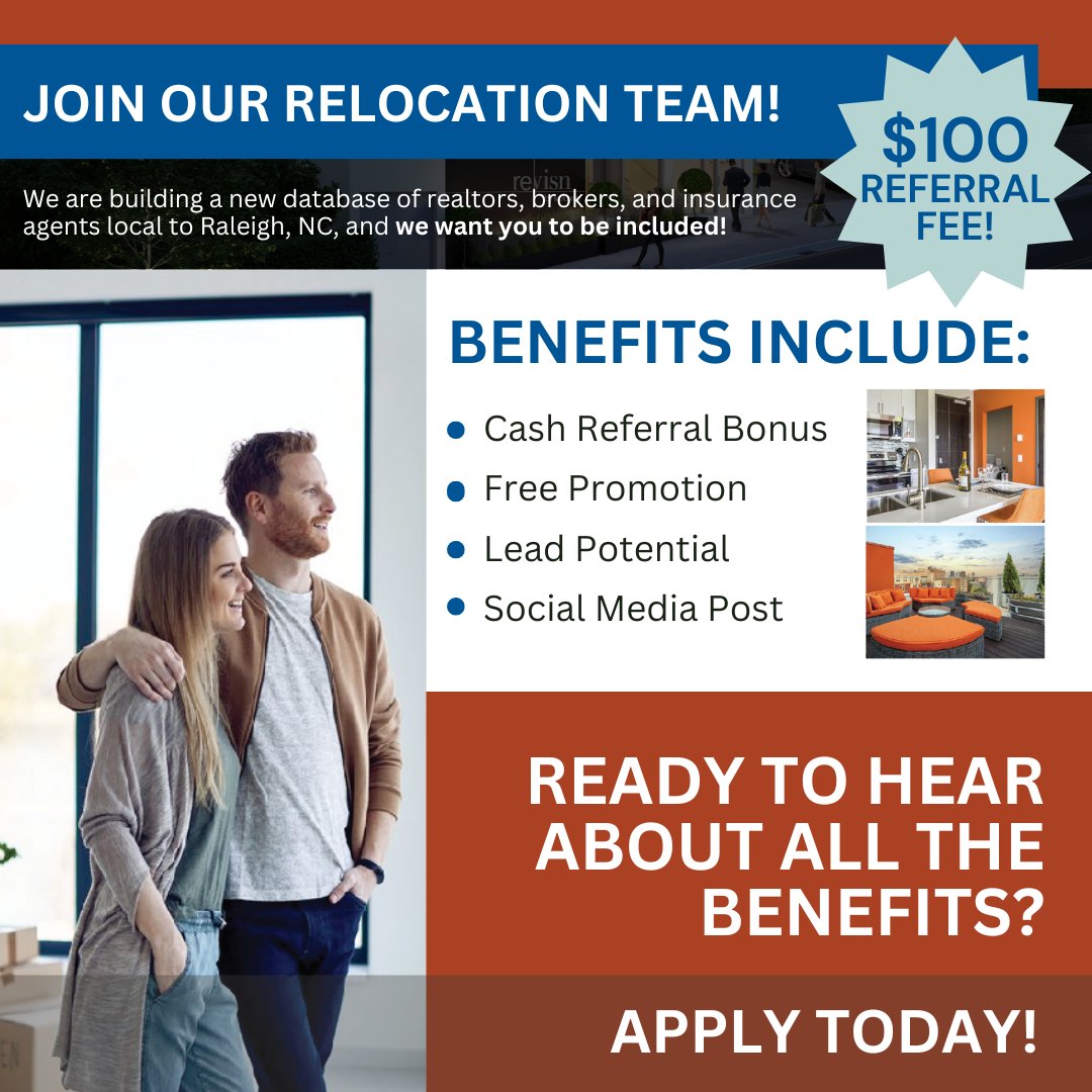 Are you a Realtor? Do you know a Realtor? Join our Relocation Team and Earn a Referral Fee and more! #realtor #ncrealtor #raleighrealestate

Join Today: revisn.com/a-list/