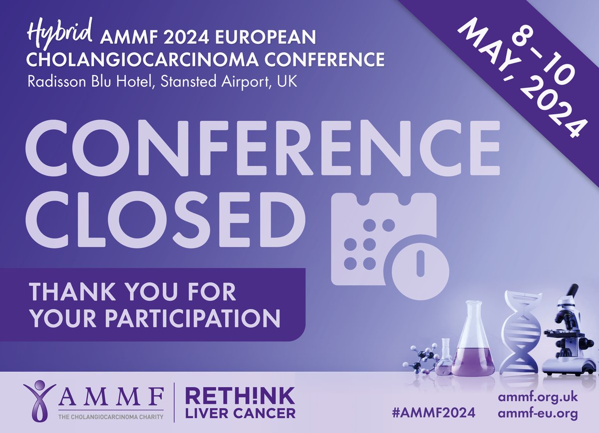 Thank you to all attendants, participants, and supporters of #AMMF’s Hybrid 2024 European #Cholangiocarcinoma Conference. We hope you benefited from the conference and we look forward to seeing you again next year! #AMMF2024 #LiverTwitter #bileductcancer