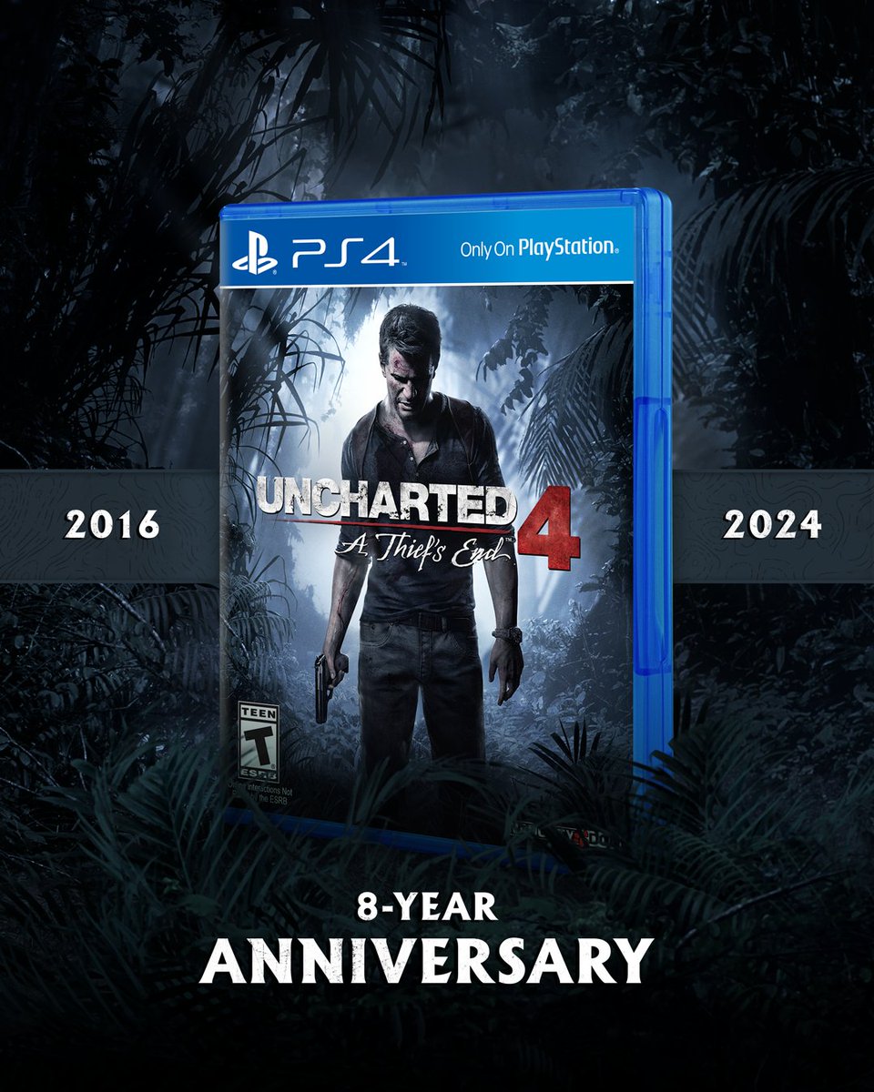 Naughty_Dog's tweet photo. "I am a man of fortune, and I must seek my fortune."

UNCHARTED 4: A Thief's End was released on PS4 eight years ago today on May 10, 2016!

What's your favorite memory from this momentous adventure? https://t.co/cB0rtWJ9zr