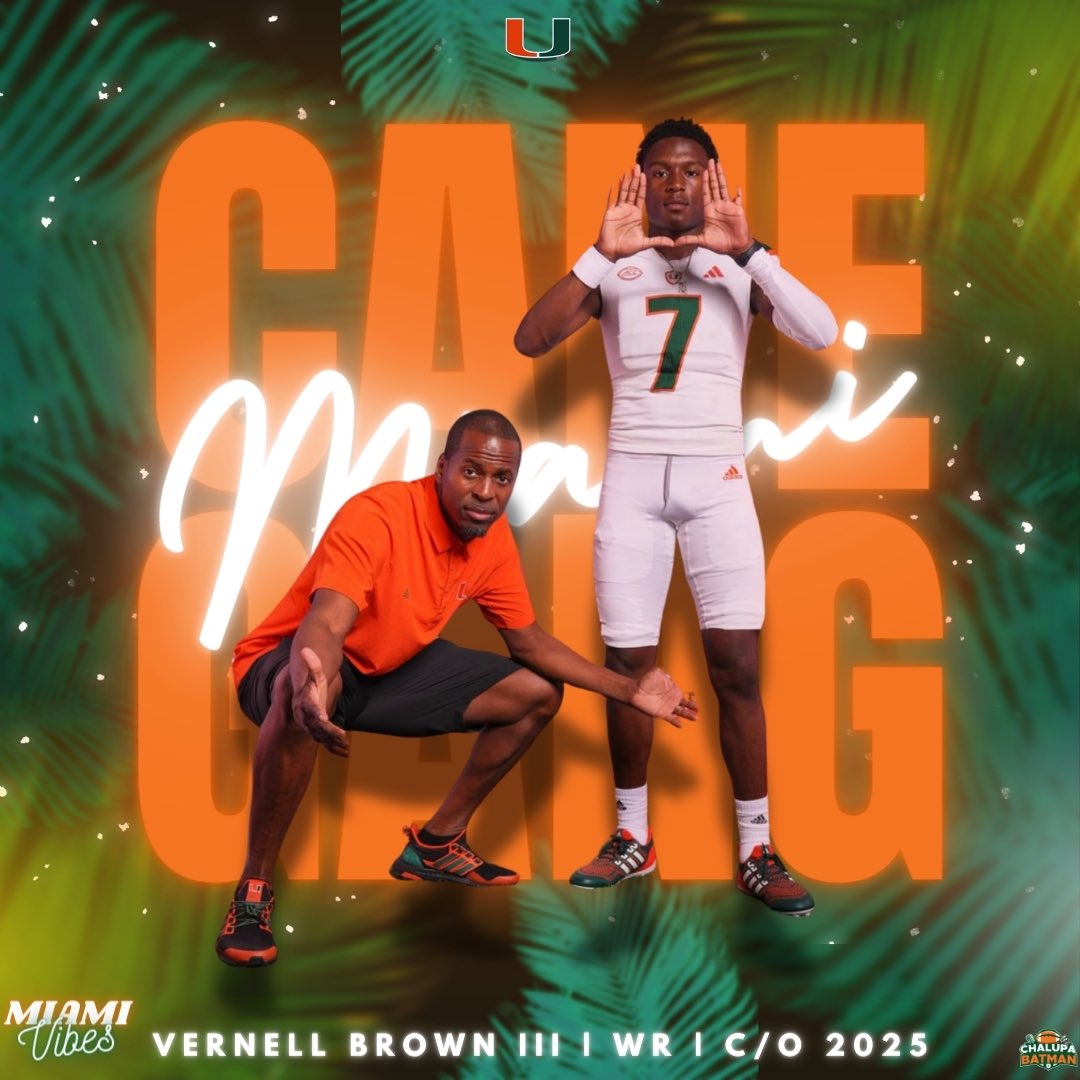 Coach Kevin Beard & 4⭐️WR Vernell Brown III #CaneGang #GoCanes 🙌🟧🟩