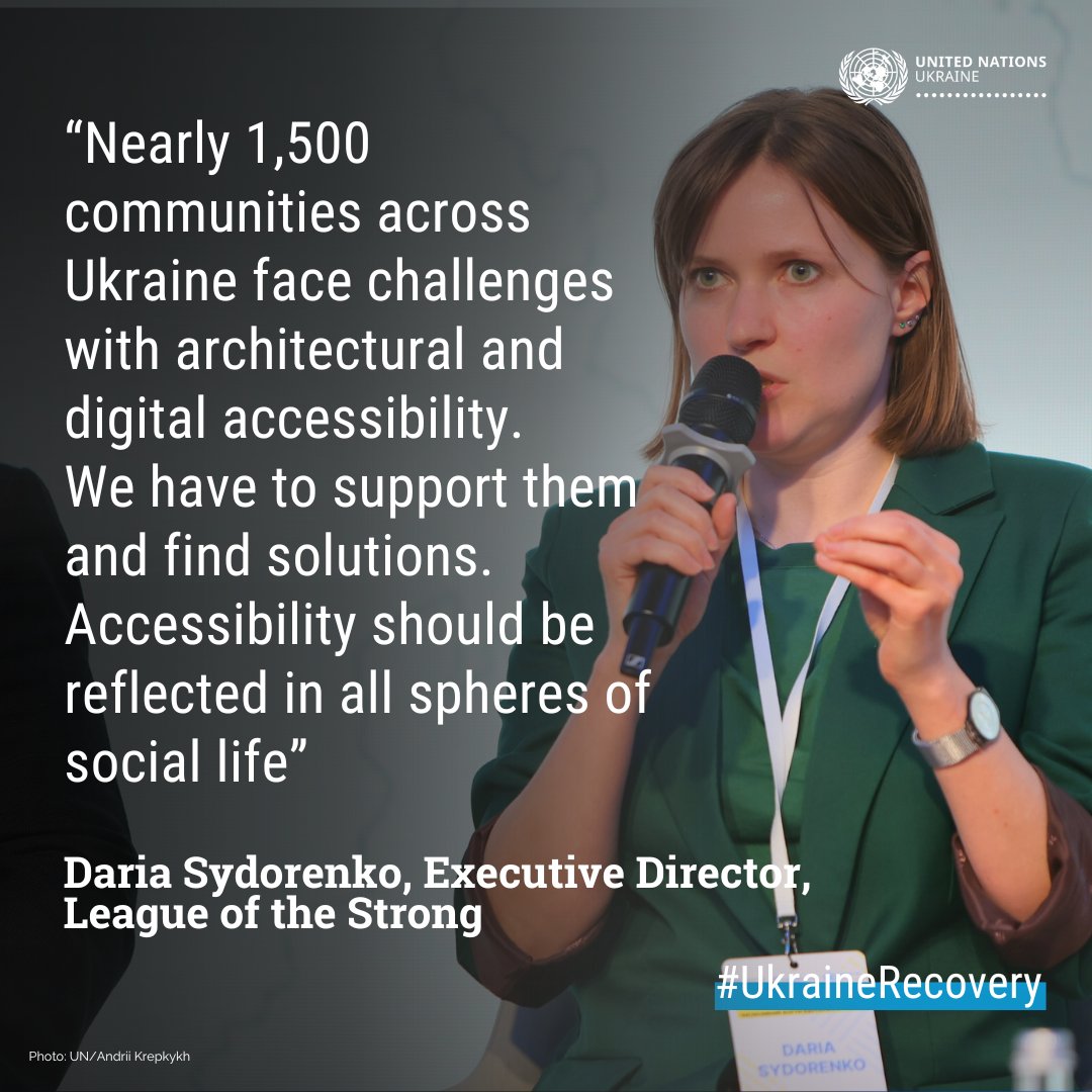 Ukraine's journey towards recovery brings the opportunity to create more accessible, barrier-free & inclusive spaces where everyone, including people with disabilities, feels comfortable. @League_Strong's Daria Sydorenko explained the challenges communities face. #UkraineRecovery