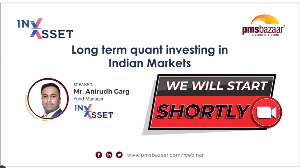 Join me for an exclusive conversation with @PmsBazaar about Long term quant investing in Indian Markets. PmsBazaar.com/webinar