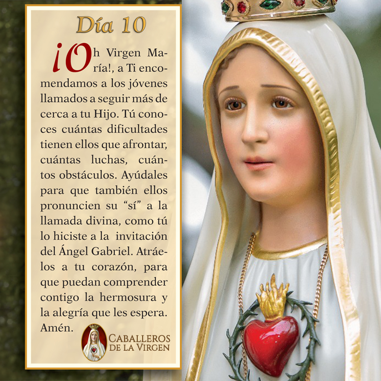 Día 10
Recemos juntos esta la oración.
En oración, mes de mayo, mes de María!