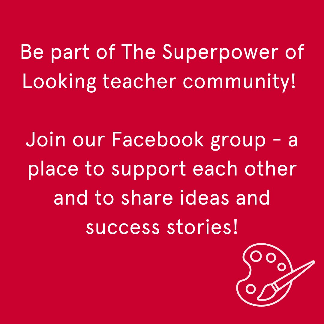 📣 Calling teachers using #TheSuperpowerOfLooking in schools. We have a new Facebook group especially for you! Head over to Facebook to join our community 👉 ow.ly/bWb950RAfyQ @SuperpowerLook @FreelandsF #ArtEducation #ArtAndDesign #PrimaryTeacher #TeacherCommunity