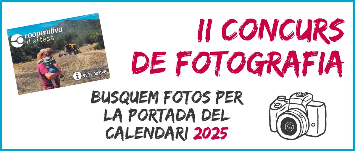 🔊ATENCIÓ ATENCIÓ!
Arriba la 2a edició del #Concurs de #Fotografia per trobar la portada del nostre calendari!! Inspireu-vos...🧘🧘‍♂️i participeu!!🙌😍

Consulteu les bases del concurs 👉 bit.ly/4b2HkrL

#agrària #ramadera #vitícola #participació #cooperativament