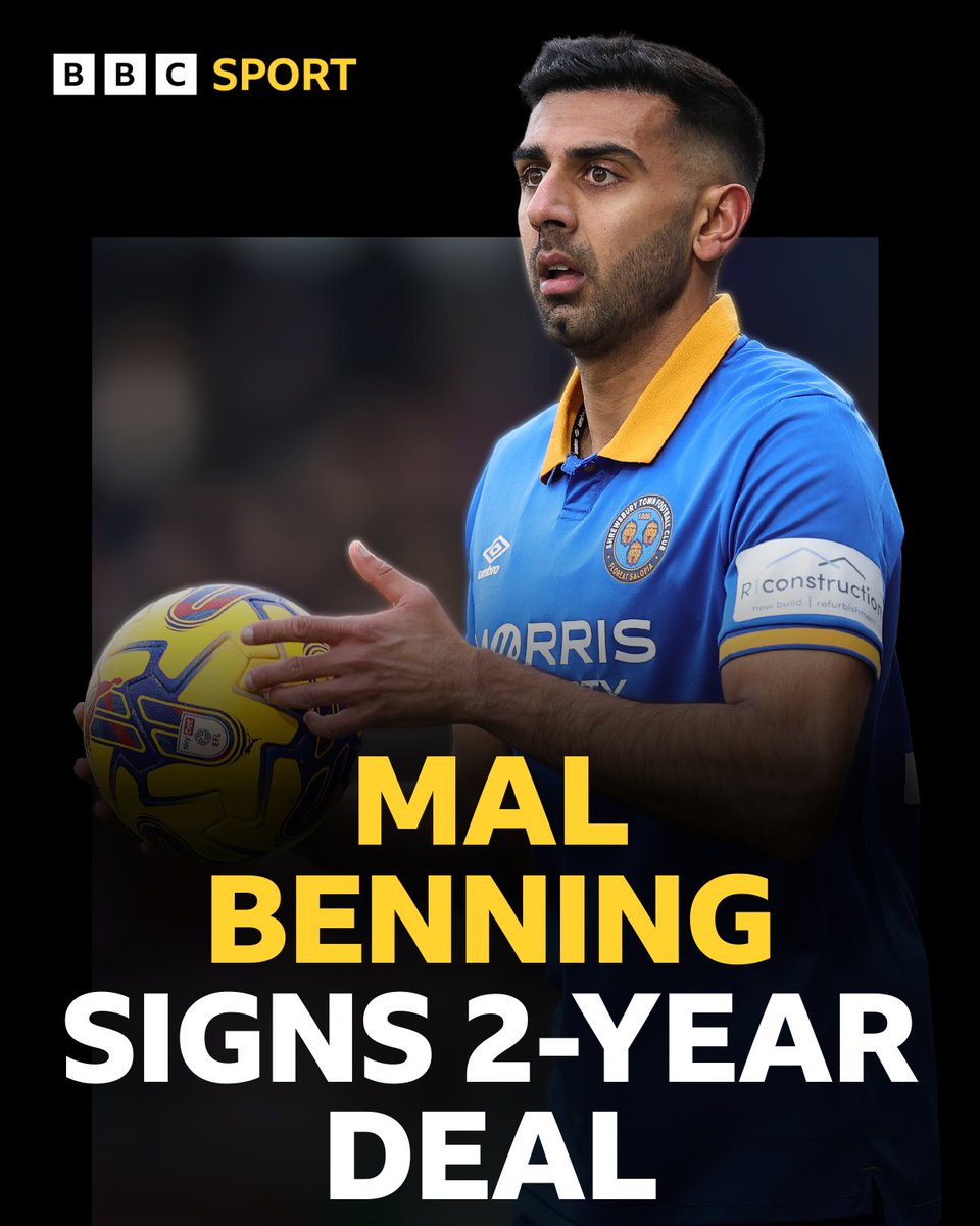 🚨 BREAKING 🚨 🖊️ Shrewsbury Town defender Mal Benning has signed a 2-year deal with the club He made 39 league appearances this season after joining the club in August #Salop | #BBCFootball