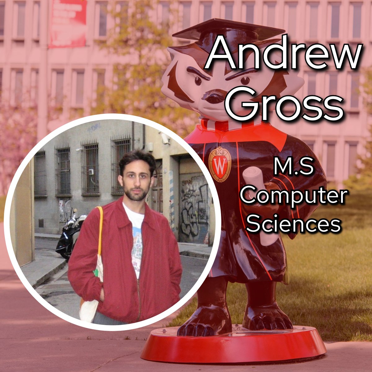 Graduating this spring with an MS in @WisconsinCS Andrew Gross pivoted from math and economics because of his interest in development and implementation. After graduation he is headed to @CapitalOne for a role in software engineering. cdis.wisc.edu/commencement-2…