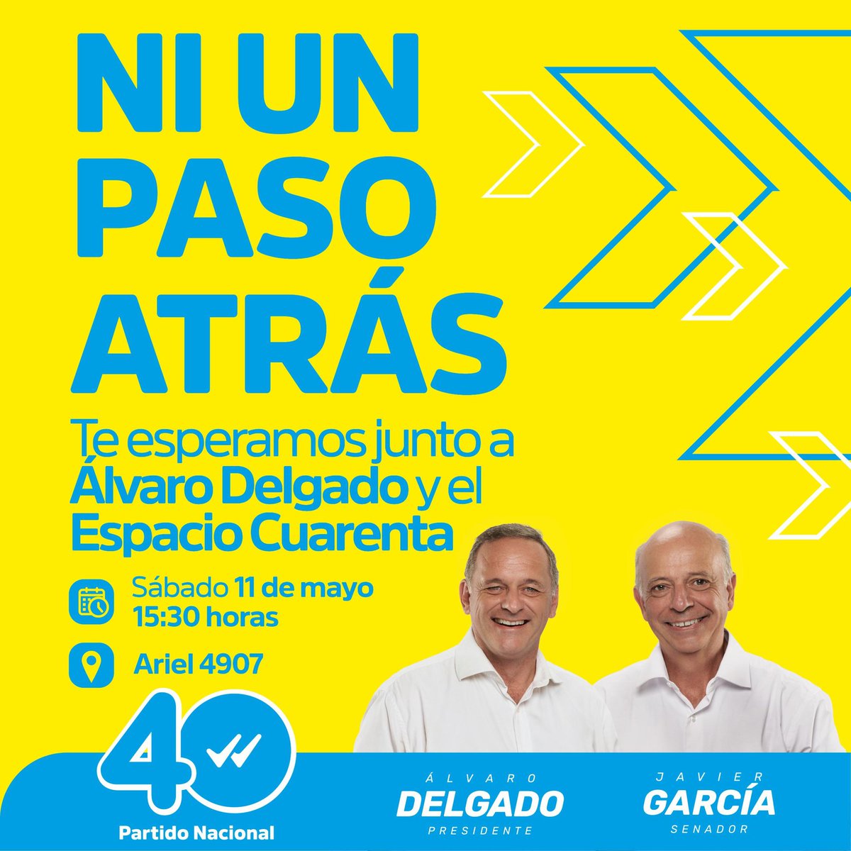 #niunpasoatras 
@ESPACIOCUARENTA @JavierGarcia_Uy @camboue @GabrielGianoli @DipRodrigoGoni @Jovenes40 @AlvaroDastugue @pabloviana_ok @myriamsilva18