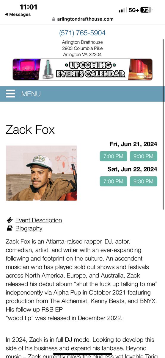 Zack fox performing in the hood .. yall pull up and come kick it with the bro! @zackfox #DMV #Comedyshow #June 

arlingtondrafthouse.com/events/93963?u…