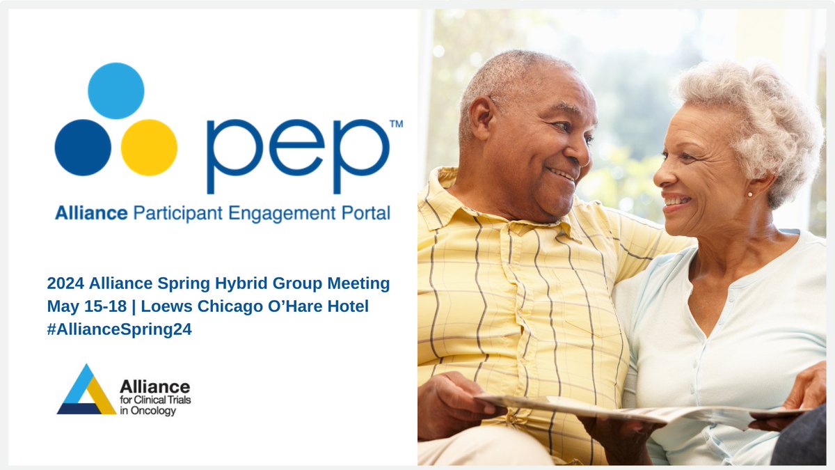 #DYK: The Alliance Participant Engagement Portal (PEP) is a new way to connect participants to their clinical trial & communicate with them throughout their trial! Learn more at our session on May 17 at the Alliance Spring Hybrid Group Meeting. Register bit.ly/Alliance-SprMt…