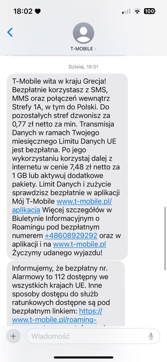 Tmobile jak zawsze ogarnięty, po tygodniu dopiero wiadomość powitalna