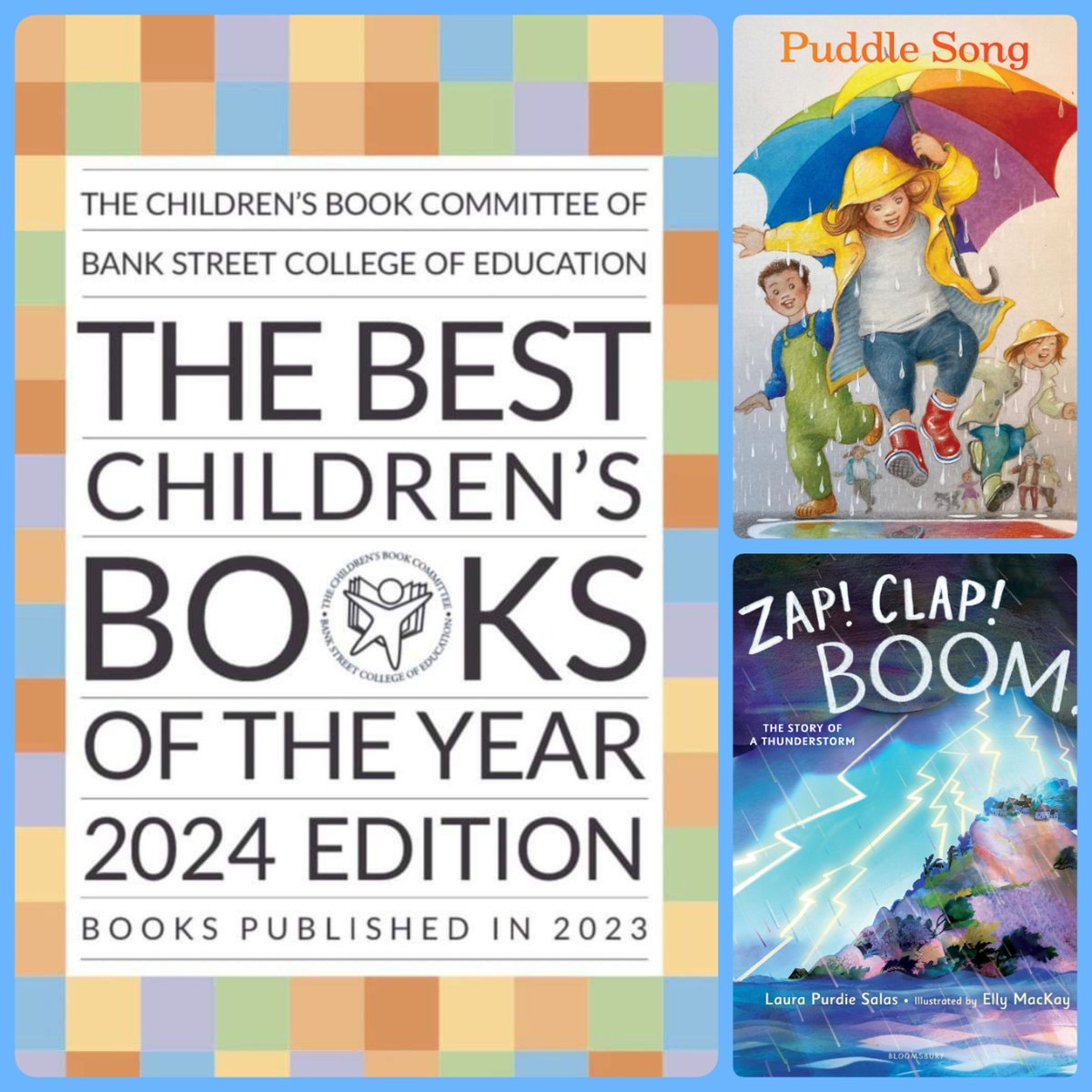 Happy day! Bank Street has compiled its list of Best Children's Books of the Year, and PUDDLE SONG and ZAP! CLAP! BOOM! are included. Excited to be there with many fabulous creators, inc M Gianferrari, M Stewart, K Rogers, C Doerrfeld, J Petrus, D LaRochelle, M Wohnoutka, & more!