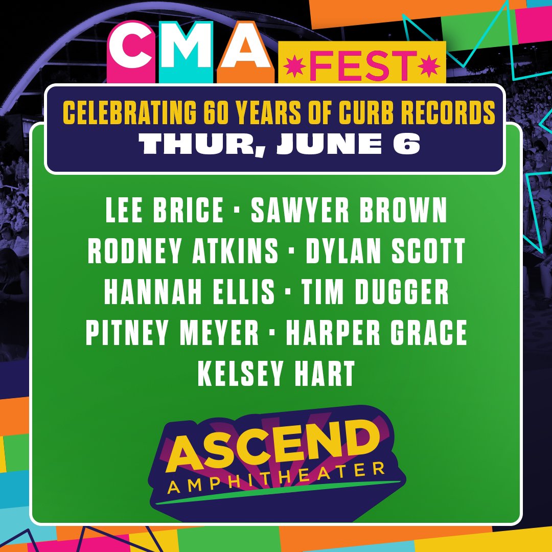 There’s still time to grab $15+ tickets for the #CMAfest Thursday night show at @Ascend_Amp!🎟️

Performances by @RodneyAtkins, @LeeBrice, @HannahGreyEllis, @DylanScottCntry, and more! 🤩

Don’t miss out, get tickets now: CMAfest.com/tickets