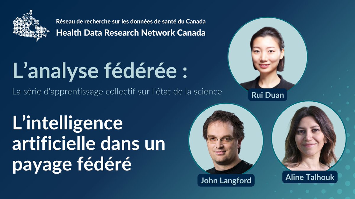 Découvrez la faisabilité de l'analyse de l'IA dans le contexte des données administratives canadiennes sur la santé lors de l'enregistrement de notre dernier webinaire sur l'analyse fédérée avec Rui Duan, John Langford & @AlineTalhouk. 👀REGARDEZ ➡️ bit.ly/FedAnalysisMay…