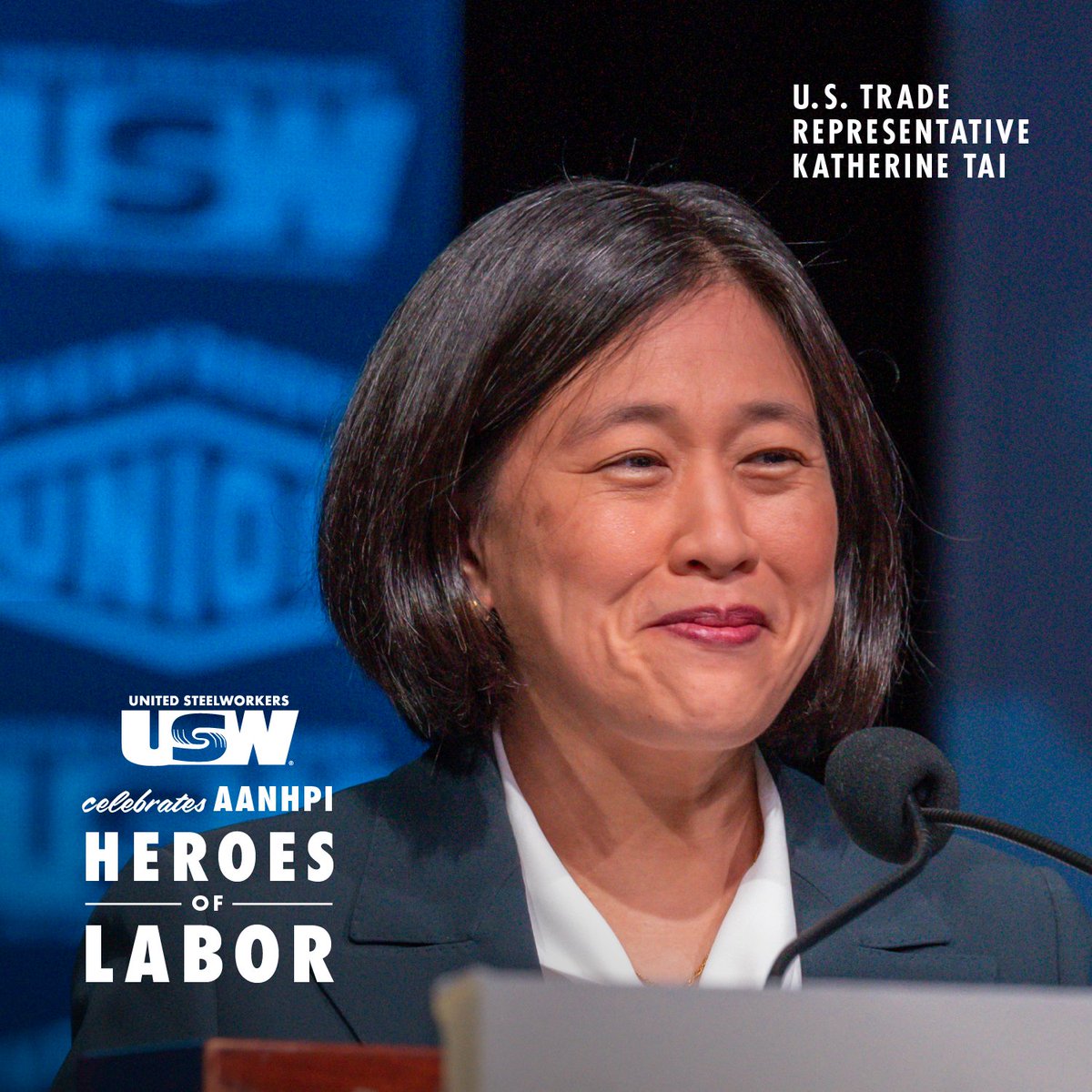 The USW continues to mark #AANHPI Heritage Month today by celebrating the work of U.S. Trade Representative Katherine Tai. The first Asian American to serve as USTR, Tai has consistently advocated for worker-centered trade policies. #1u
