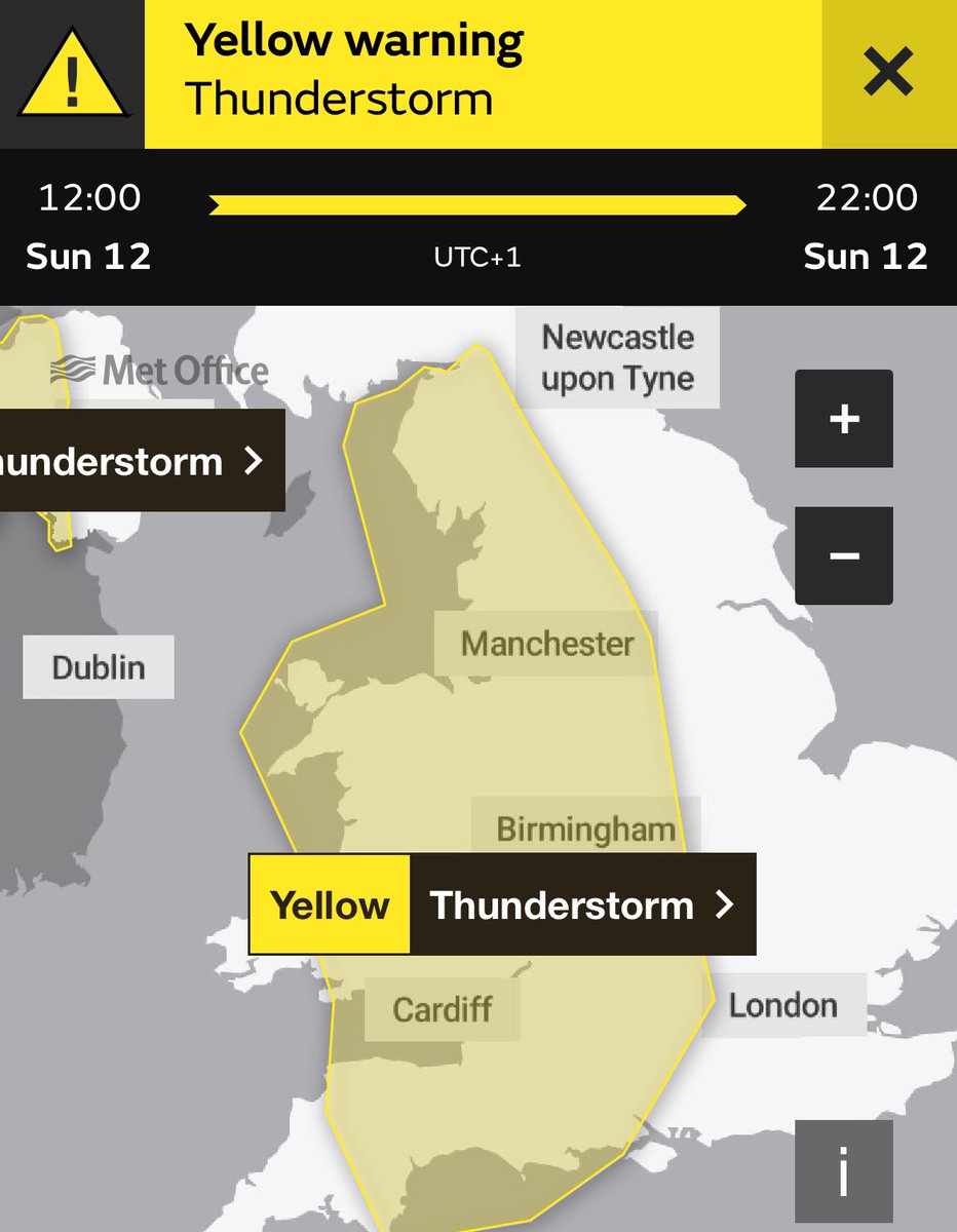 Thunderstorm warning ⚠️ for Sunday. Flooding is possible and there could be lightning and hail.