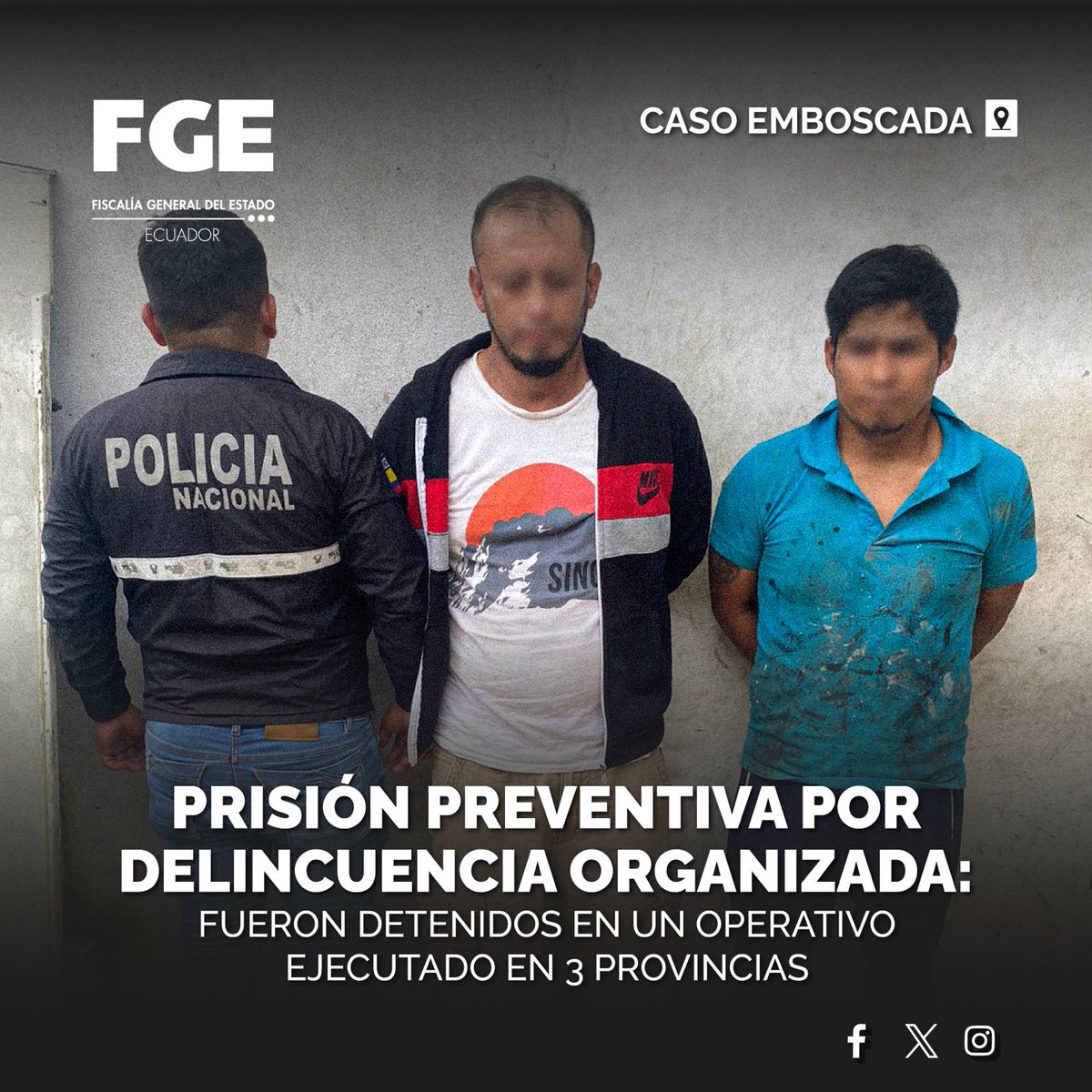 #ATENCIÓN | #CasoEmboscada: #FiscalíaEc procesa a 7 detenidos por #delincuenciaorganizada. Los involucrados tendrían relación con el DGO 'Los Fatales'.

Detalles ⬇️

🌐 acortar.link/pnScRq