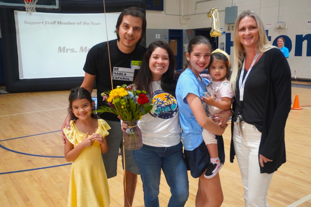 CONGRATULATIONS to our Teacher of the Year and Support Staff of the Year! For Teacher of the Year, Mr. Tim Huesing was chosen; for the Support Staff of the Year, Mrs. Luy Mora was chosen. We are so proud of our winners! Both can be seen with their families!