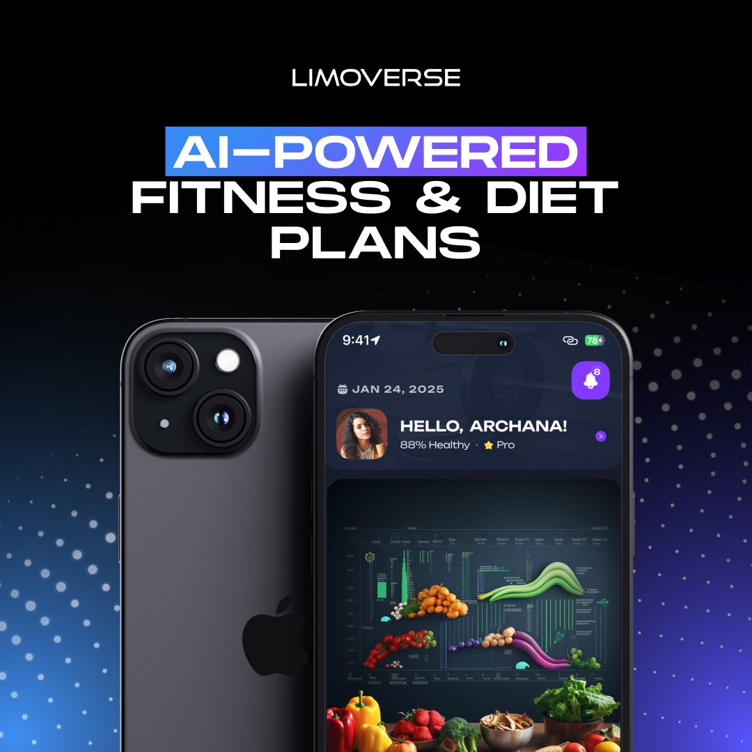 Elevate your wellness journey with Limoverse's AI-powered applications for personalized #fitness and diet plans. Say hello to customized solutions designed to meet your unique needs and goals, guiding you towards a healthier, happier lifestyle!