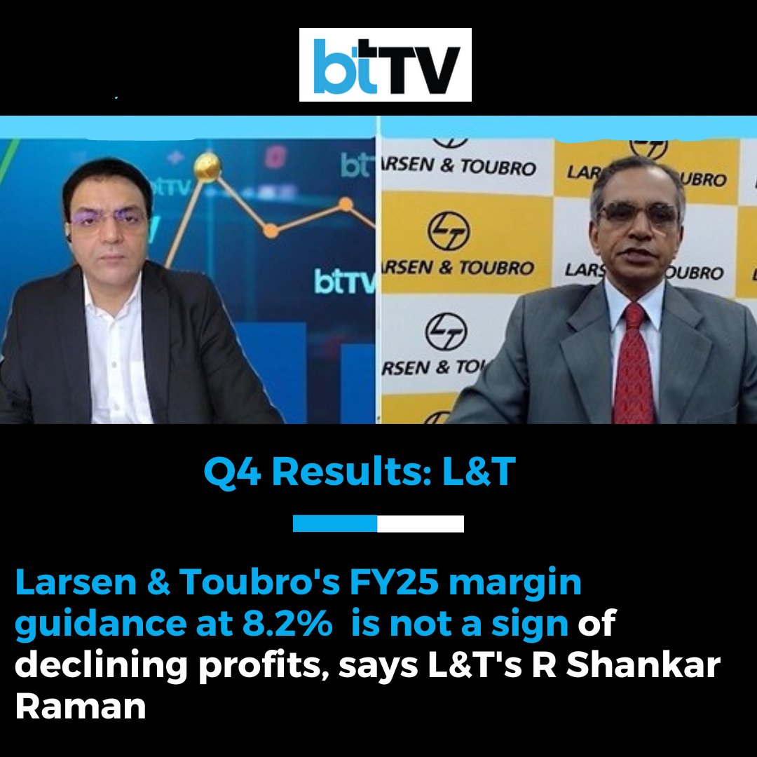 #BTTV | @larsentoubro recently reported a 10.2 per cent jump in consolidated net profit at Rs 4,396.12 crore in #Q4FY24. In an insightful conversation with BTTV's Managing Editor Siddharth Zarabi (@szarabi), R Shankar Raman, President, Whole-time Director & CFO of L&T, addressed