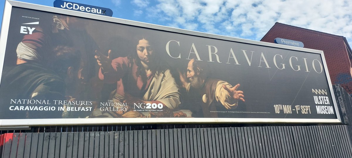 Boss at Boucher was terrific, but there is another major artist paying a visit to (South) Belfast... Delighted to see this billboard up at the corner of Botanic Ave and Shaftesbury Sq marking the arrival of Caravaggio @UlsterMuseum. Get along if you can!
