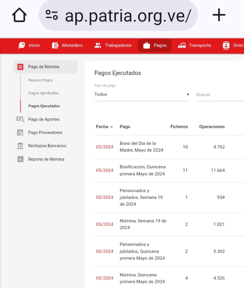 #ATENCION han sido ejecutados los ficheros de la 1era quincena de mayo, semana 19, bonificación del día del trabajador y bonificación del día del trabajador. Se verán reflejados los pagos en el transcurso del día en sus cuentas nómina @UCarabobo