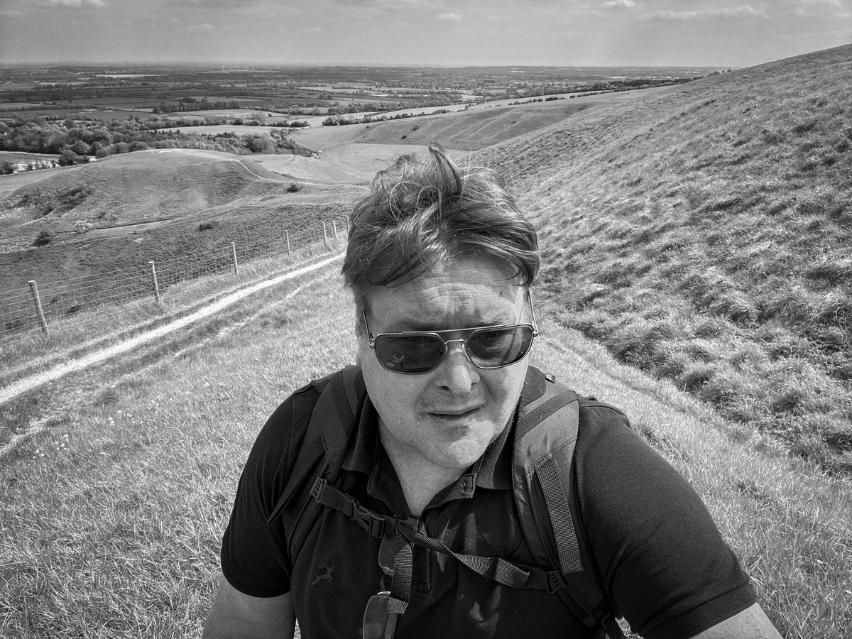 Filming at a very warm Uffington for 'Hills and Hillforts' YouTube channel.