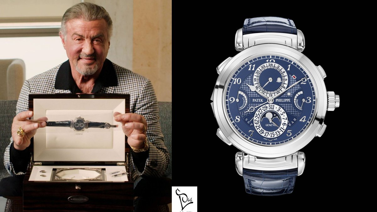 American actor @TheSlyStallone is going to auction off his never worn #PatekPhilippe Grandmaster Chime Ref.6003-001.Between the two blue dials beats the caliber 300 GS AL 36-750 QIS FUS IRM manually wound movement comprising 1366 parts. Retail Price:$2,620,000 #SylvesterStallone
