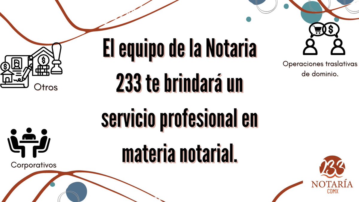 Permutas, Compraventas. Poderes y otros servicios. 

El equipo de la Notaria233 te brindará un servicio profesional en materia notarial. 

notaria233.com/servicios/