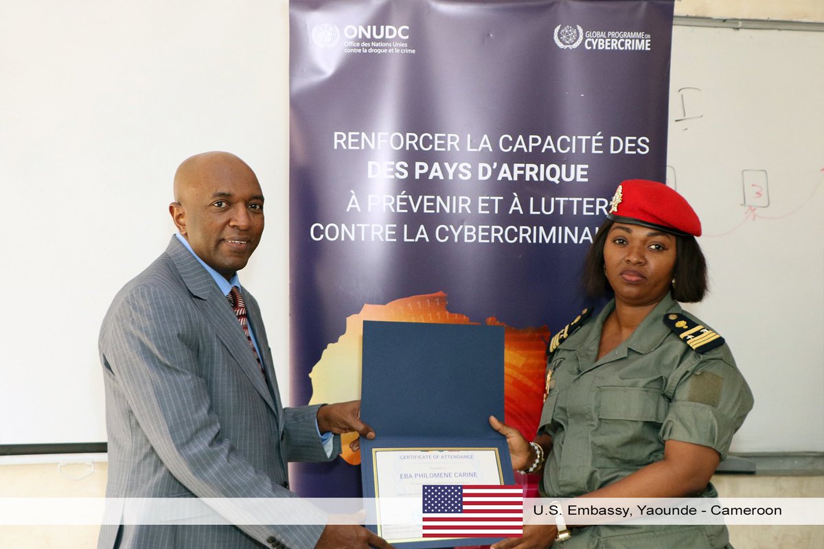 Empowering Cameroon's law enforcement! 🛡️👮‍♂️🔒 The U.S. Embassy in Yaounde teamed up with the National Gendarmerie and @UNODC to host Cybercrime and Child Exploitation training from May 6-10, 2024. Together, we are equipping officials with crucial skills to combat online threats…