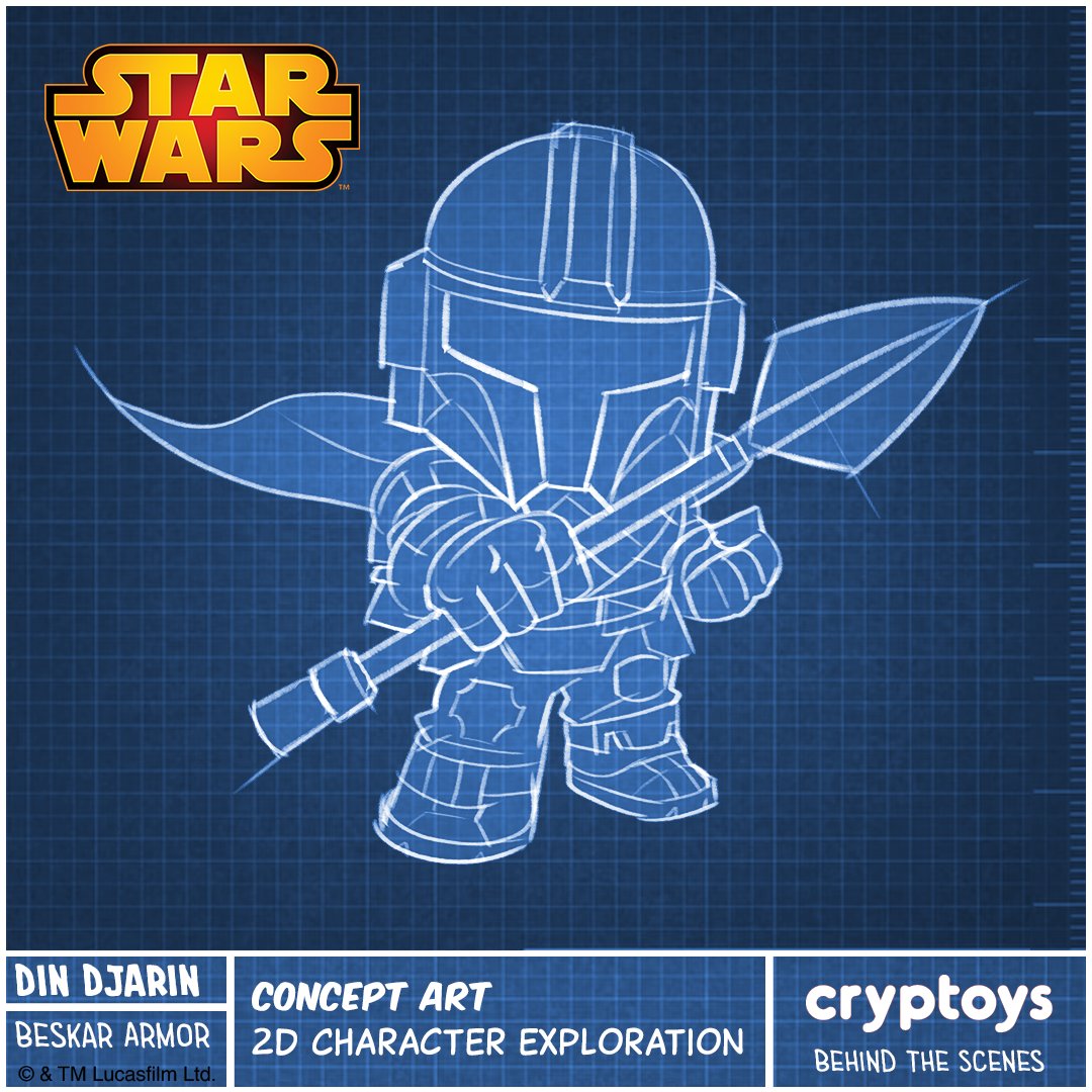 Friday has rolled around, and it's #BTS day! Today, we invite you to peek into the fascinating creative process of the Star Wars Din Djarin Cryptoy. 🎨 Add this iconic Cryptoy to your collection! Click the link comments to secure your Din Djarin Cryptoy today! #BTS #StarWars