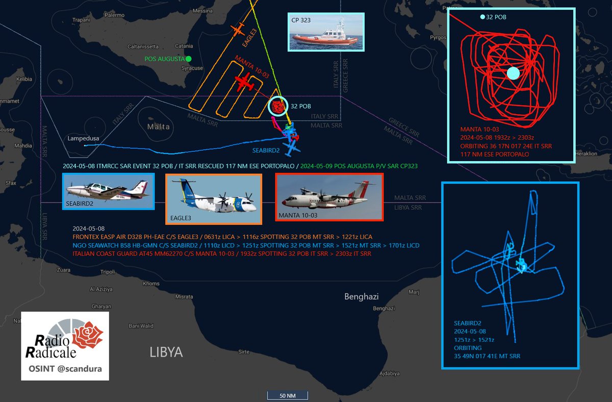 🟢 32 Naufraghi soccorsi dalla Guardia Costiera⚓️🇮🇹, sbarcati ieri al POS di #Augusta. Avvistati ieri in ordine⏱️da: - #Frontex 🛩️#EAGLE3 🇪🇺 - #SeaWatch🛩️#SEABIRD2🇨🇭 (in volo dopo l'ordinanza interdittiva #ENAC) - #GuardiaCostiera 🛩️#MANTA_10_03⚓️🇮🇹 📍OSINT Radio Radicale 🔢🧵