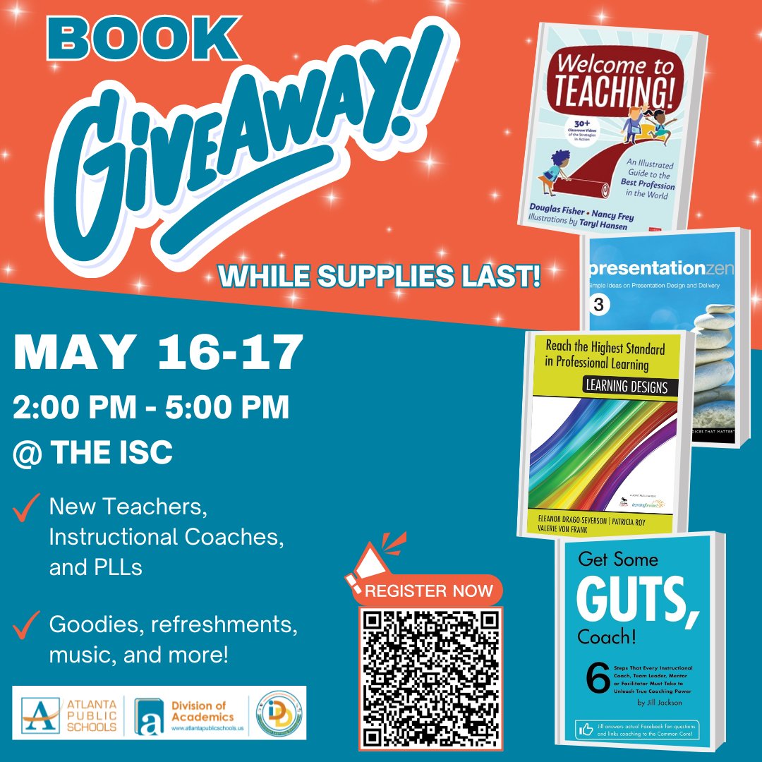 Register for @APS_IDD Book Giveaway for Instructional Coaches, PLLs, and New Teachers. Empower your learning and sharpen the saw with professional learning because #strategiesmatter REGISTER tinyAPS.com/?IDDBG @apsupdate @ahrosser @apssupt @APSInstructTech @APSIDDJSFaison