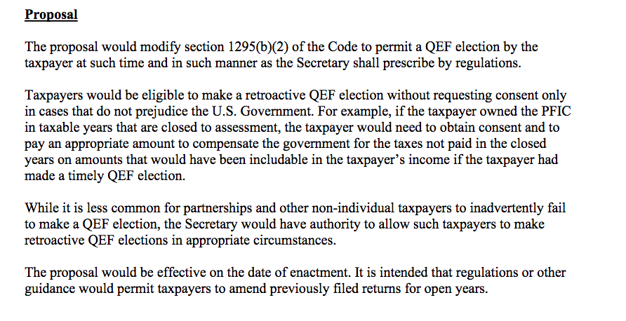 Giving credit where credit is due, the Biden Green Book proposes expanded opportunities for taxpayers (including #Americansabroad) to make a retroactive QEF election. This removes some punitive taxation of non-US mutual funds. See page 51 home.treasury.gov/system/files/1…