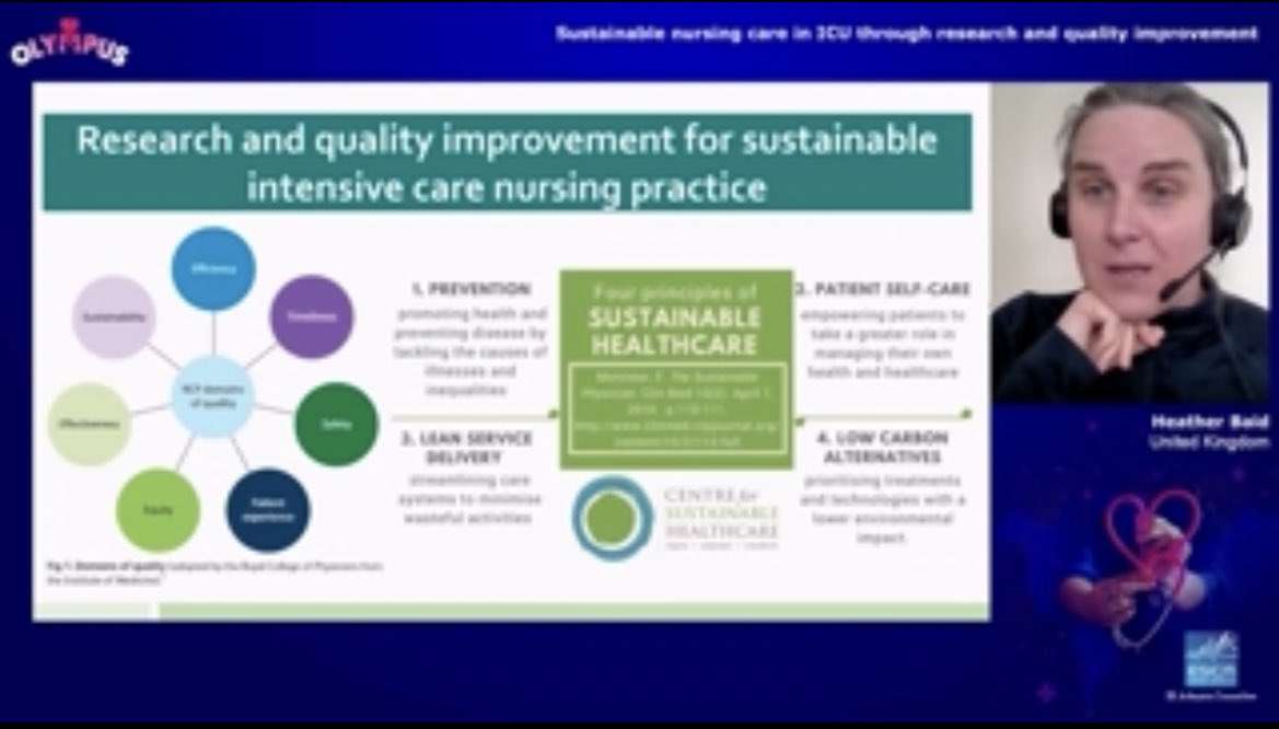 Great presentation from @HeatherBaid on sustainability in ICU @ESICM #ESICMOlympus #InternationalNursesDay