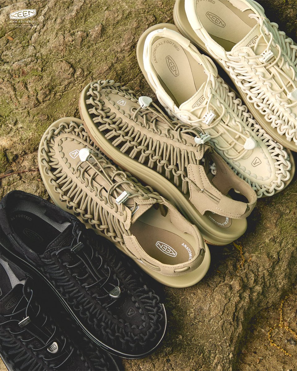 KEEN UNEEK. Explore UNEEK in men’s and women’s sizing, featured in Black, White, and Taupe hues. The KEEN UNEEK is available now on Kith.com & the Kith App. kith.com/collections/ke…