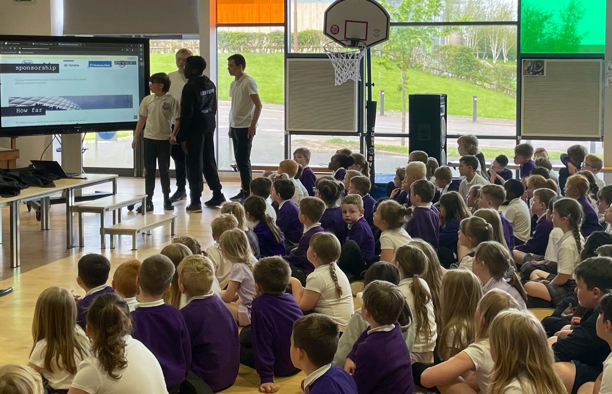 Senior Sports Leaders telling everyone about the Sponsored Walk to raise funds for PE and Sports equipment! Can we collaboratively walk 1771km, the distance from Southdale to the Allianz Arena before #EURO2024 !?⚽️💜 #pupilleadership #teamsouthdale