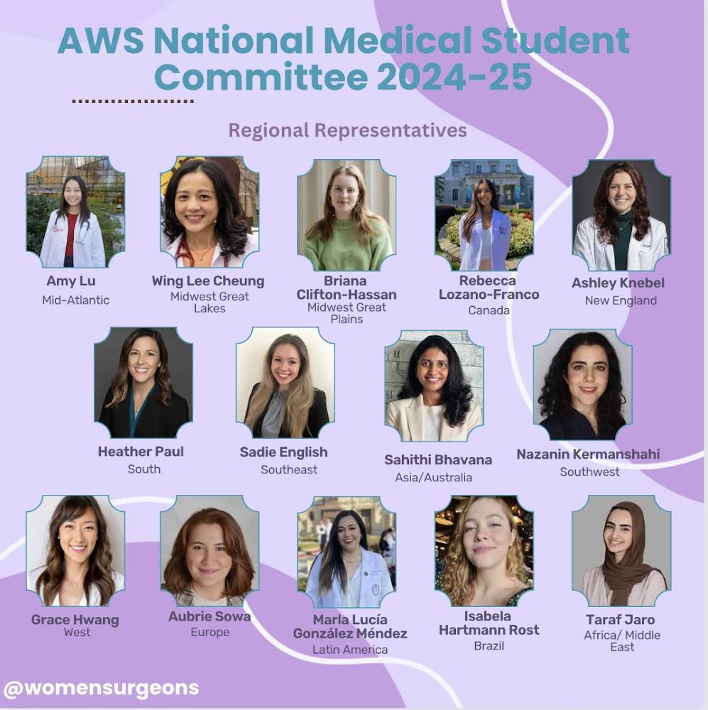 Please join us in congratulating the 2024-2025 Association of Women Surgeons National Medical Student Committee! Congratulations to all those selected! We look forward to seeing all you are able to accomplish over the next year! The future of surgery is bright with this group.